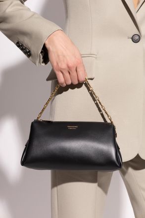 Ferragamo Leather Shoulder Bag, Womens, Black