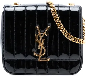 Saint Laurent Pre-owned Saint Laurent Small Patent Monogram Vicky Chain Bag Ladies RN6IR23PE2VD752H
