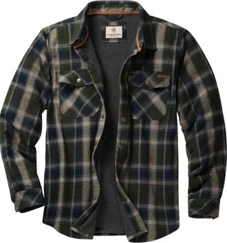 Legendary Whitetails Mens Thermal Lined Shirt Jacket Plaid Flannel Polyfill Insulated, Barnwood Balsam Plaid, Medium