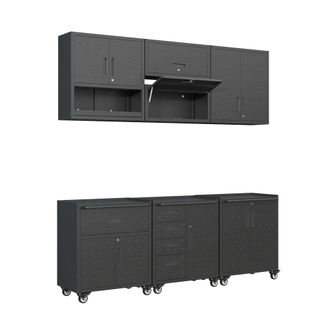 Sweeek Muebles de almacenamiento para garaje de acero, 6 m&oacute;dulos, negro