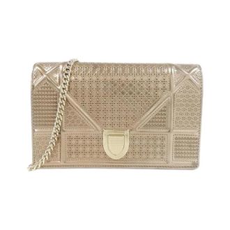 Dior Pre-owned Clutches, female, Yellow, Size: ONE SIZE Pre-owned Diorama Metallic Calfskin Chain Wallet