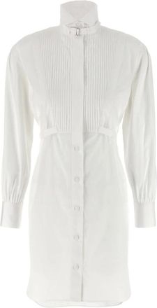 Alexander McQueen Kleedjes, Dames, Wit, S, Katoen, Tuxedo Chemisier Jurk