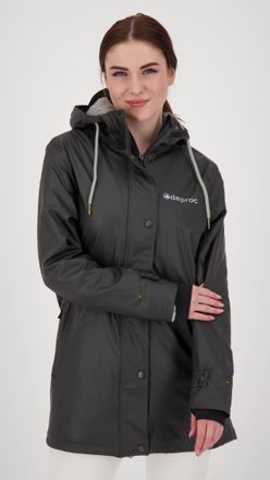 Deproc Regenjacke DEPROC ACTIVE Friesennerz NEW ELLESMERE, Damen, Gr. 36/38 (M), grau (anthrazit), 100% Polyester, figurumspielend, gerader Abschluss mit Dru
