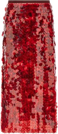 Fabiana Filippi Rokken, Dames, Rood, XS, Tule, Printed Sequin Tulle Long Skirt