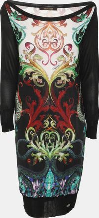 Roberto Cavalli Multicolor Printed Knit Long Sleeve Mini Dress