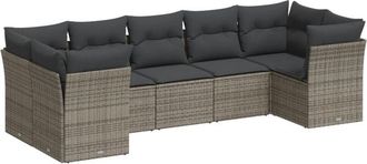 vidaXL Vidaxl - Set De Sof&aacute;s De Jard&iacute;n 7 Piezas Con Cojines Rat&aacute;n Pe Gris