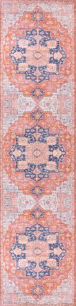 Jonathan Y Designs Maris Ornate Medallion Washable Orange/Cream 2 ft. x 10 ft. Runner Rug