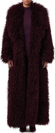 Naked Wardrobe Faux Shearling Coat in Dark Plum at Nordstrom Rack, Size X-Small