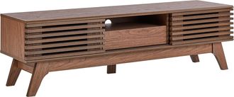 Beliani Mueble De Tv Madera Oscura Estante Almacenaje Gesti&oacute;n De Cables Moderno Detroit
