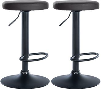 Clp Clp - Set De 2 Taburetes De Bar Ponte En Polipiel Negro Metal Negro Mate