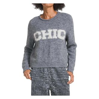 Deha Maglione girocollo con lettering jacquard - - Sport - Donna - Grigio - M