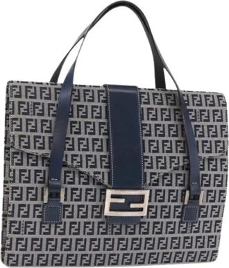 Fendi Pre-owned Zucchino Canvas Hand Bag - Dames - Vintage Shopper - Blauw - ONE Size - Leer - Vintage