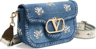 Valentino Garavani Alltime Denim Shoulder Bag in Blue Multi at Nordstrom