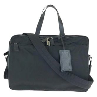 Prada Pre-owned Tessuto Saffiano Nylon Leather 2way Aktetas - Heren - Vintage Handtas - Zwart - ONE Size - Nylon - Vintage