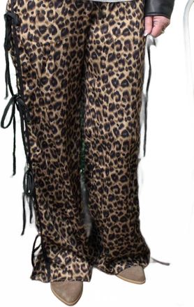 Merci Tia Wide Leg Pull-On Pants In Leopard