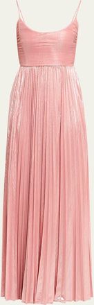 Retrof&ecirc;te Rhosyn Scoop-Neck Pleated Lame Maxi Dress