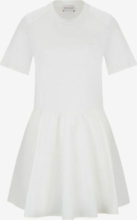 Moncler Kurzes ausgestelltes Kleid aus Fleece und technischer Popeline