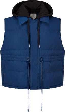 TOMBOY detachable drawstring-hood down vest - Blue