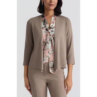 Kasper Crop A-Line Cardigan in Taupe at Nordstrom, Size X-Large