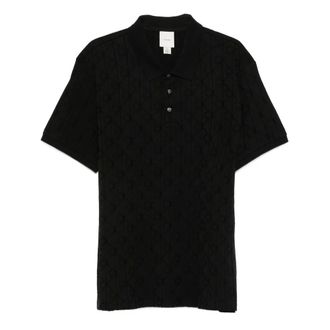 Calvin Klein Allover Emblem Logo Jacquard Polo Shirt - male - Calvin Klein - Polo Shirts - Black - XL - Tops