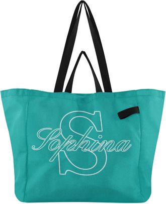 Generic Custom Teal Green pattern Reusable Canvas Tote Bag, Heavy Duty Grocery Shopping Bag with Double Handles Hard Bottom Large Capacity Work Groceries Trav
