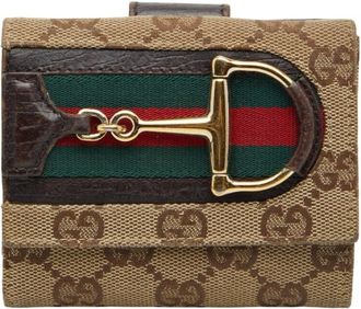 Gucci Brown Canvas Leather Wallet (Bi-Fold) (Pre-Owned)