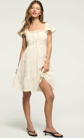 Lucky Brand Womens Lace Yoke Tiered Mini Dress