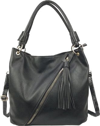 Generic Womens Leather Handbag Classic Leather Top-handle Bags Casual Hobo Bag-Shoulder Bag with Side Pockets, Shopping, Work, 2026 (Black,One Size)