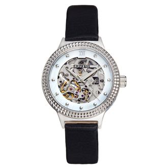 Empress Alice Automatic Watch, Mother-of-Pearl Skeleton Dial, Leather Strap
