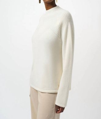 Joseph Ribkoff Mock Neck Wool Blend Sweater Top In Winter White