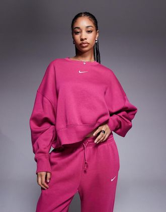 Nike Phoenix - Felpa super oversize rosa in pile-Viola