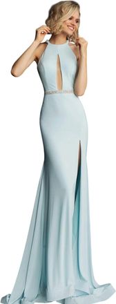 Jovani Halter Neck Gown In Sky Blue