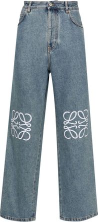Loewe Anagram mid-rise baggy jeans - men - Cotton/Polyester - 46 - Blue