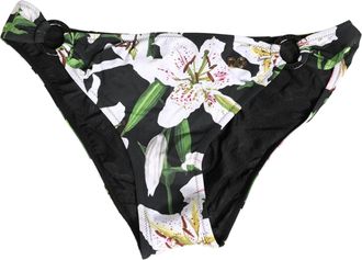 Dolce & Gabbana Womens Black Lily Print Nylon Bottom Beachwear Swimwear Elastane Clothing
