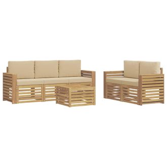 vidaXL Conjunto De Sof&aacute;s De Exterior 6 Uds. Y Beige Poli&eacute;ster Vidaxl
