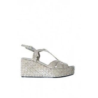 Pons Quintana Wedges, female, White, Size: 11 US Woven Leather Sandal