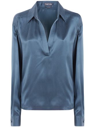 Tom Ford Polo Shirt Silk 100% Peach Feel Silk Satine