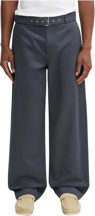 Maison Kitsun&eacute; Geklede broek met riem - Heren - Wijde Broeken - Grijs - 2XS - Katoen - Broeken
