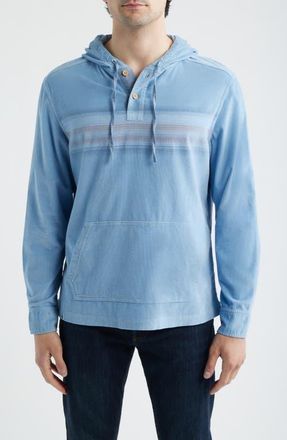Johnnie-O Dorn Washed Stretch Corduroy Henley Hoodie in Maliblu at Nordstrom, Size Xx-Large
