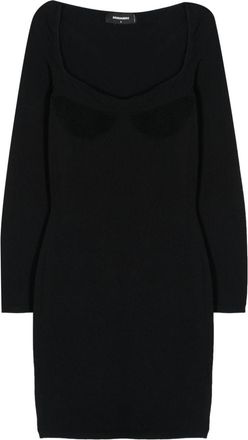 Dsquared2 knitted crepe mini dress - women - Polyester/Viscose - L - Black
