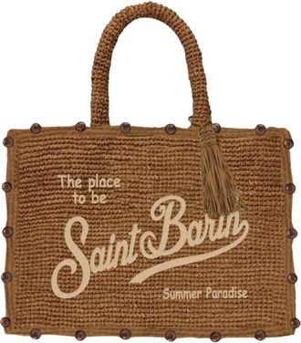 MC2 Saint Barth Vanity Raffia Bag - Dames - Handtassen - Bruin - ONE Size - Leer - Tassen
