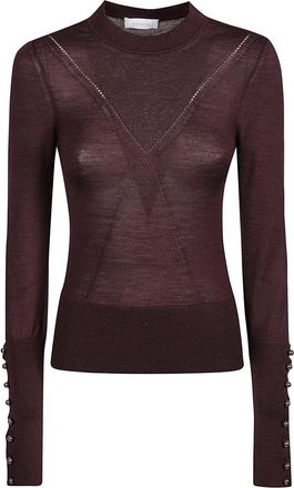 Paco Rabanne Trui met Ronde Hals - Dames - Ronde hals truien - Bruin - S - Wol - Truien & Vesten