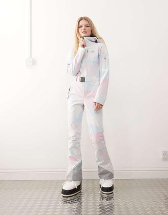 OOSC Tuta da sci elegante multicolore effetto acquarello