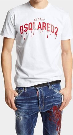 Dsquared2 Bloody Cool Fit T-Shirt In White/red