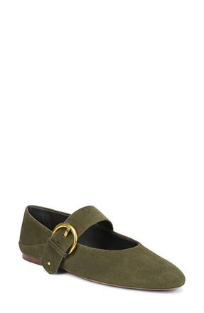 Franco Sarto Reeva Mary Jane Flat in Green Suede at Nordstrom, Size 8.5
