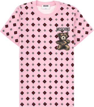 Moschino Pink Graphic Crew Neck T-Shirt