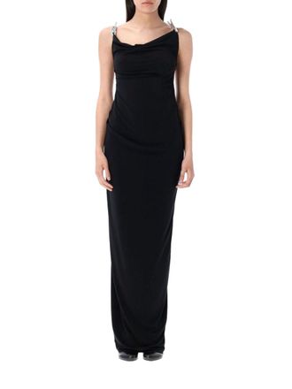Coperni Draped Bodice Black Maxi Dress