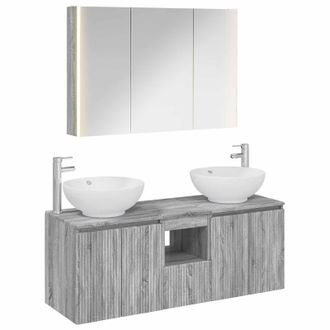 vidaXL Juego De Muebles De Ba&ntilde;o 4 Uds. Sonoma Gris Vidaxl