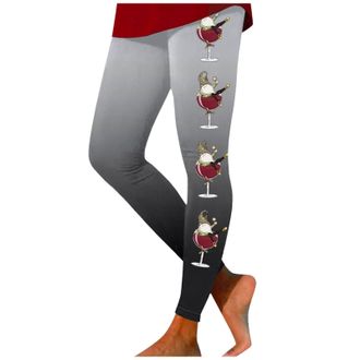 Generic Christmas Leggings for Women UK Xmas Reindeer Wine Glass Snowflake Printed Tights Fashion Workout Athletic 2025 Leggings Soft Lightweight Stretchable 