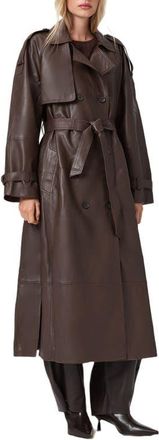 AllSaints Reed Leather Trench in Bitter Brown at Nordstrom, Size X-Small